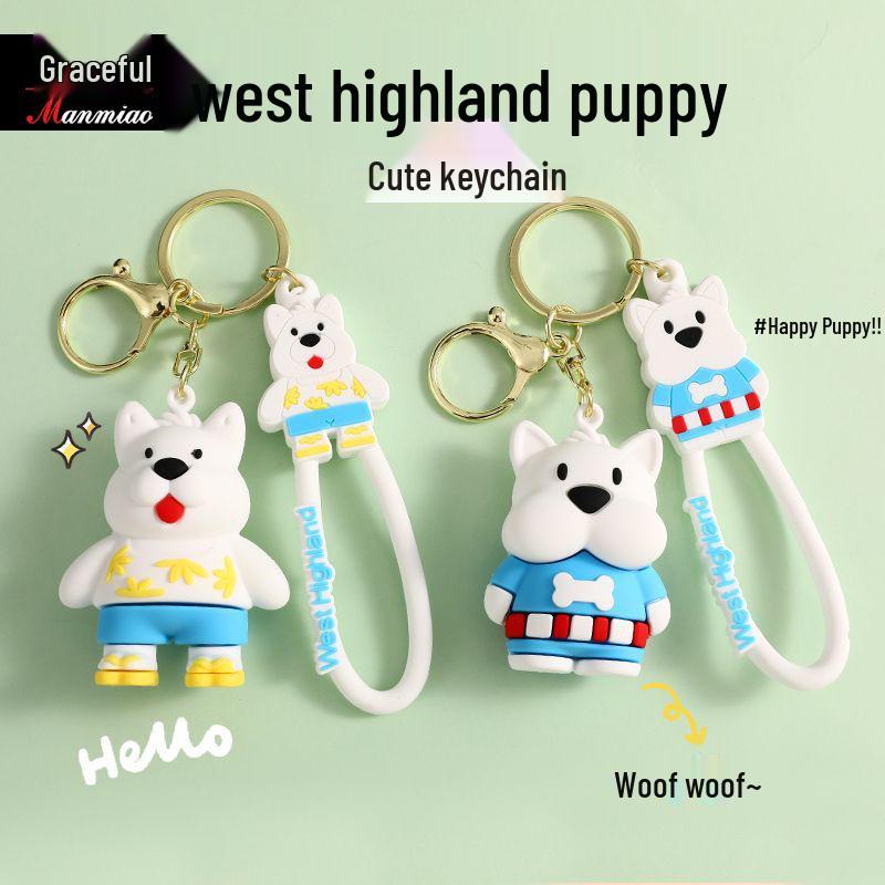 Entzückender West Highland White Terrier Welpen Schlüsselanhänger: Taschenanhänger & Kleines Geschenk