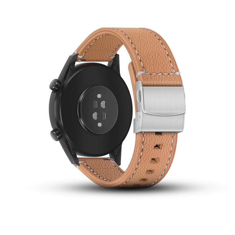 

Genuine Leather Watch Band 18mm 20mm 22mm Lychee Pattern Cowhide Strap for Men Women Black/Light Brown Replacement Watch Strap 18mm коричневый