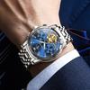 OLEVS Men's Mechanical Automatic Moon Phase Skeleton Watch Waterproof