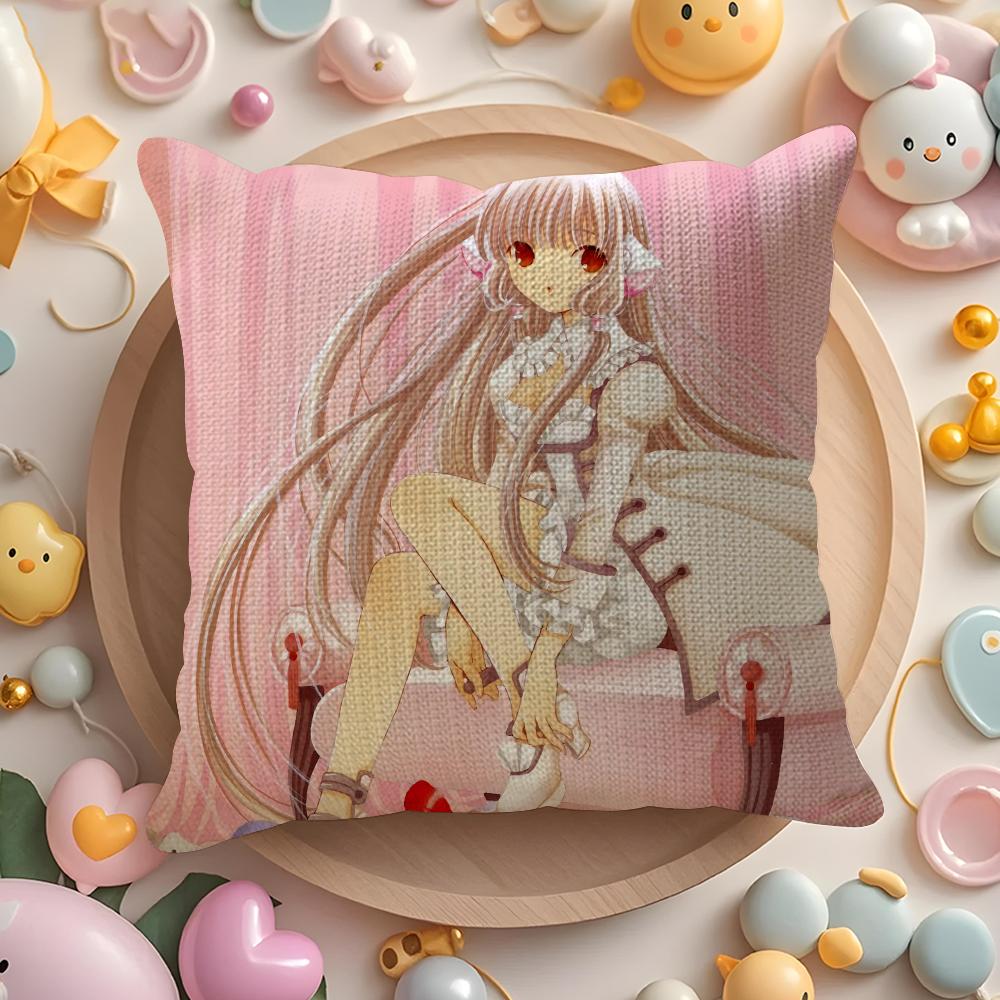 Vintage Anime Chobittsu C-Chobits Pillow Case Sofa Living Room Bedroom Headboard Backrest Cushion Square Cushion