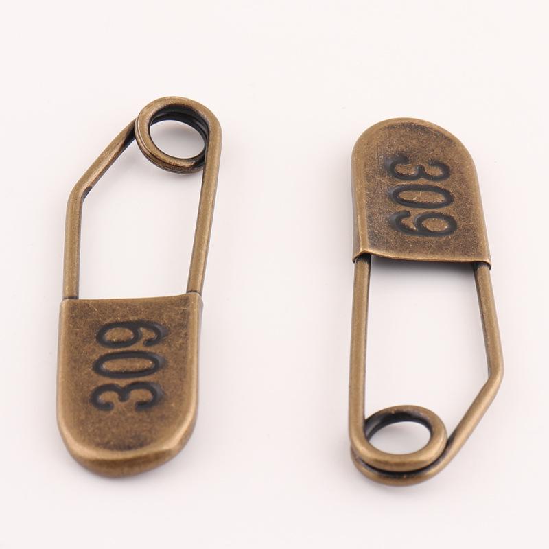 Antique Bronze Electroplated Safety Pin Brooch for Clothing, Bags, and Leather Goods