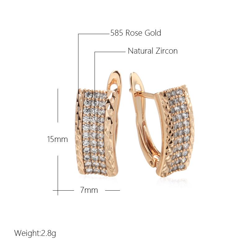 Classic Rectangle Natural Zircon Drop Earrings For Women  Rose Gold Color Ethnic Earrings Vintage Wedding Fine Jewelry