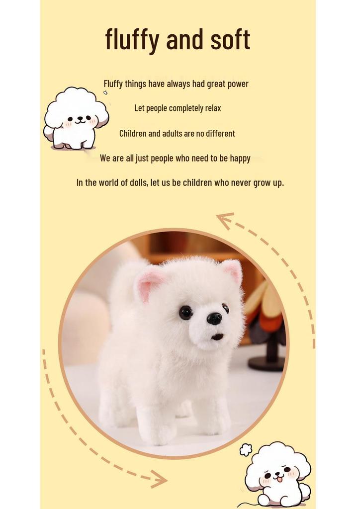 Cute Realistic Pomeranian Plush Toy - Small Comfort Doll for Girls & Children