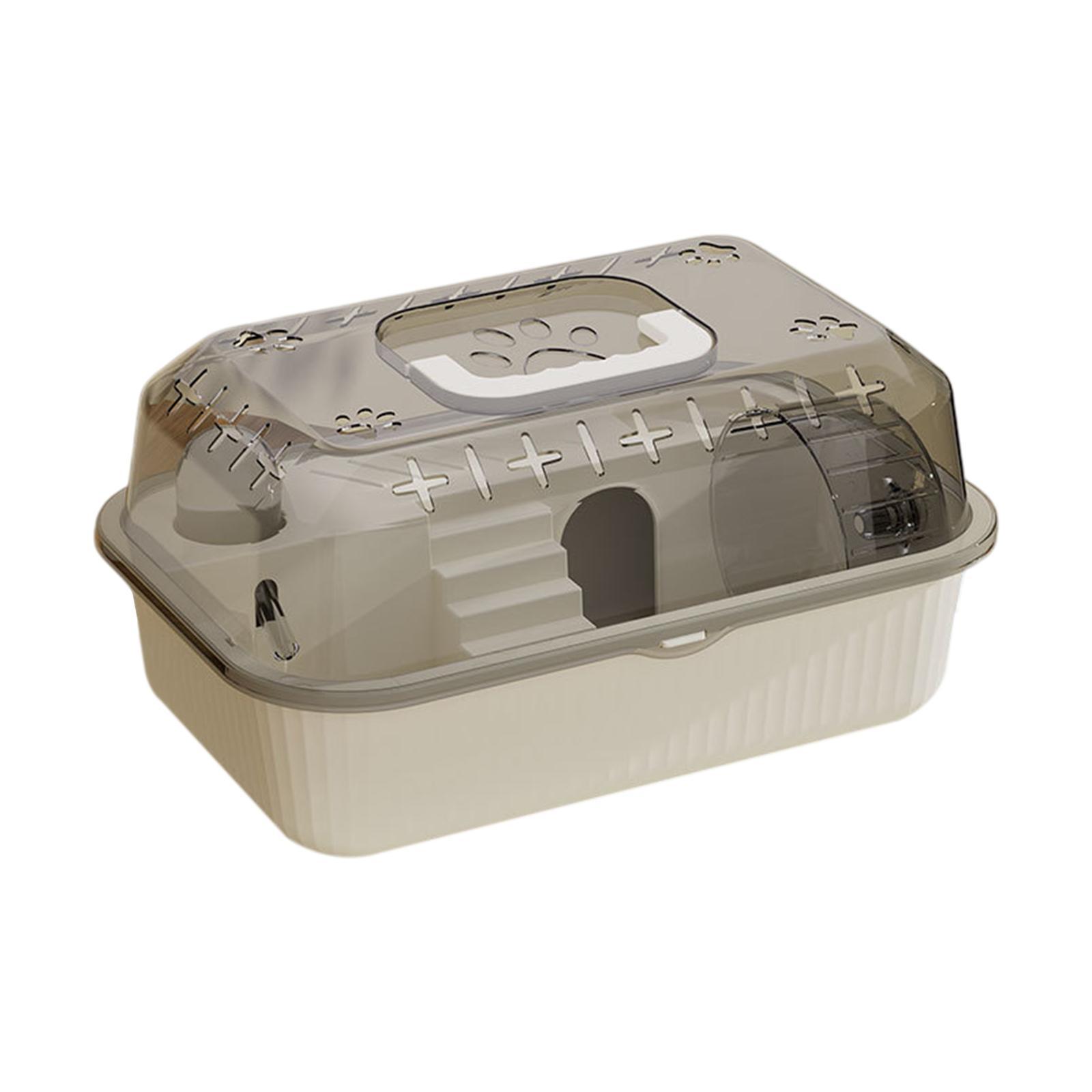 Travel Transparent Hamster House Hamster Carry Case Cage Ventilation Portable Hamster Cage for Guinea Pigs Rats Small Animals бежевый