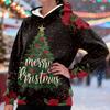 Women's Casual Fashion Plus Velvet Thickened Christmas Print Hooded Sweatshirt