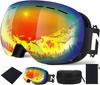 Mixiu Ski Spherical UV400 Blocks of UV Glasses Helmet Includes Cleaning Cloth and Storage Unisex Goggles, Frameless, Lenses, Wide-Angle View,