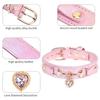 DC003 1Pc PU Leather Delicate Pet Dog Collar, High-Quality Leather Fabric And Alloy Fittings. Beautiful Gemstone Decoration. Sui