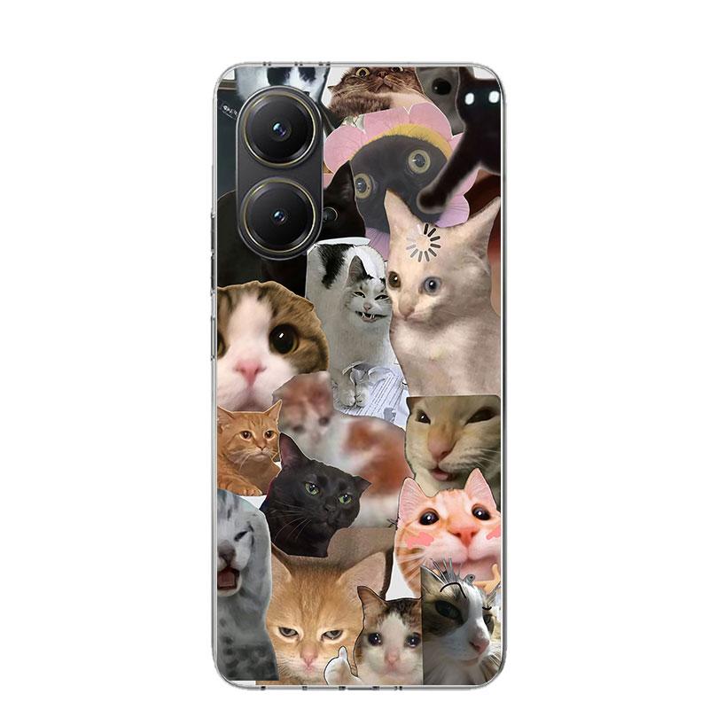 Crying Cat Memes Phone Case For Xiaomi Poco X7 X6 X5 Pro F7 Ultra Redmi 15C 15 13 13C 12 12C 10 10A 10C 9 9A 9C 9T Cover Poco X7