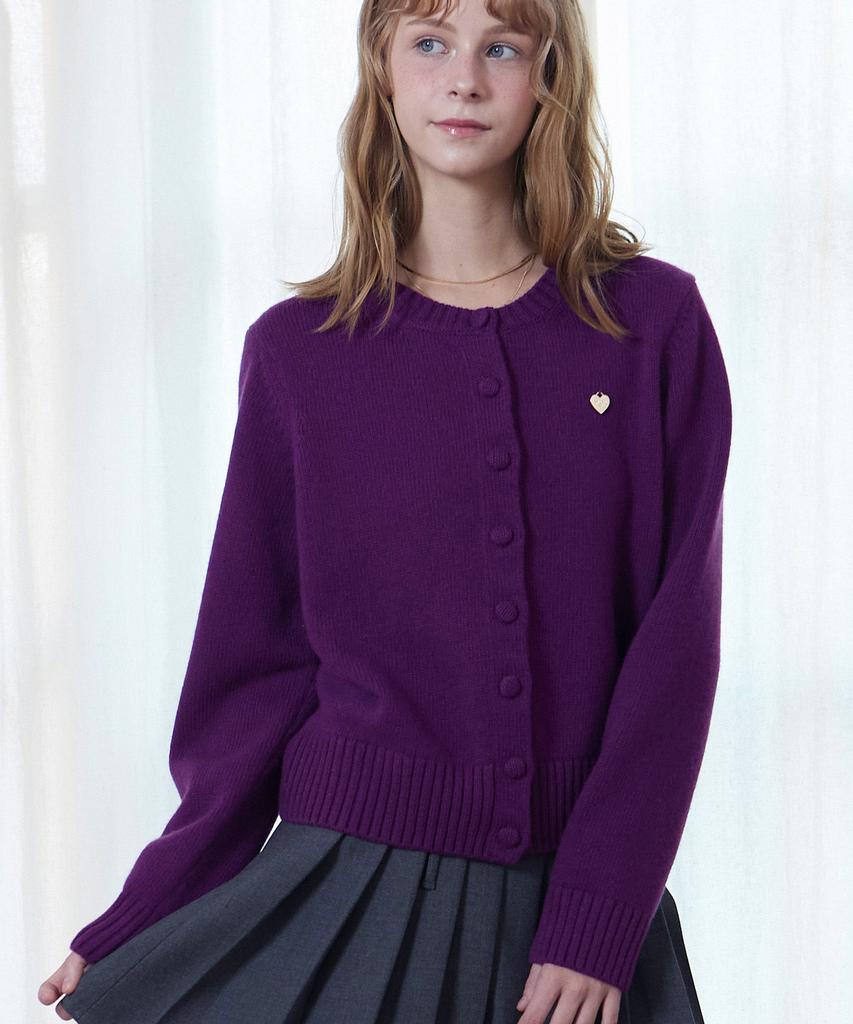 Seuneogeuyu Love Cashmere Wool Knit Cardigan_Purple_S M