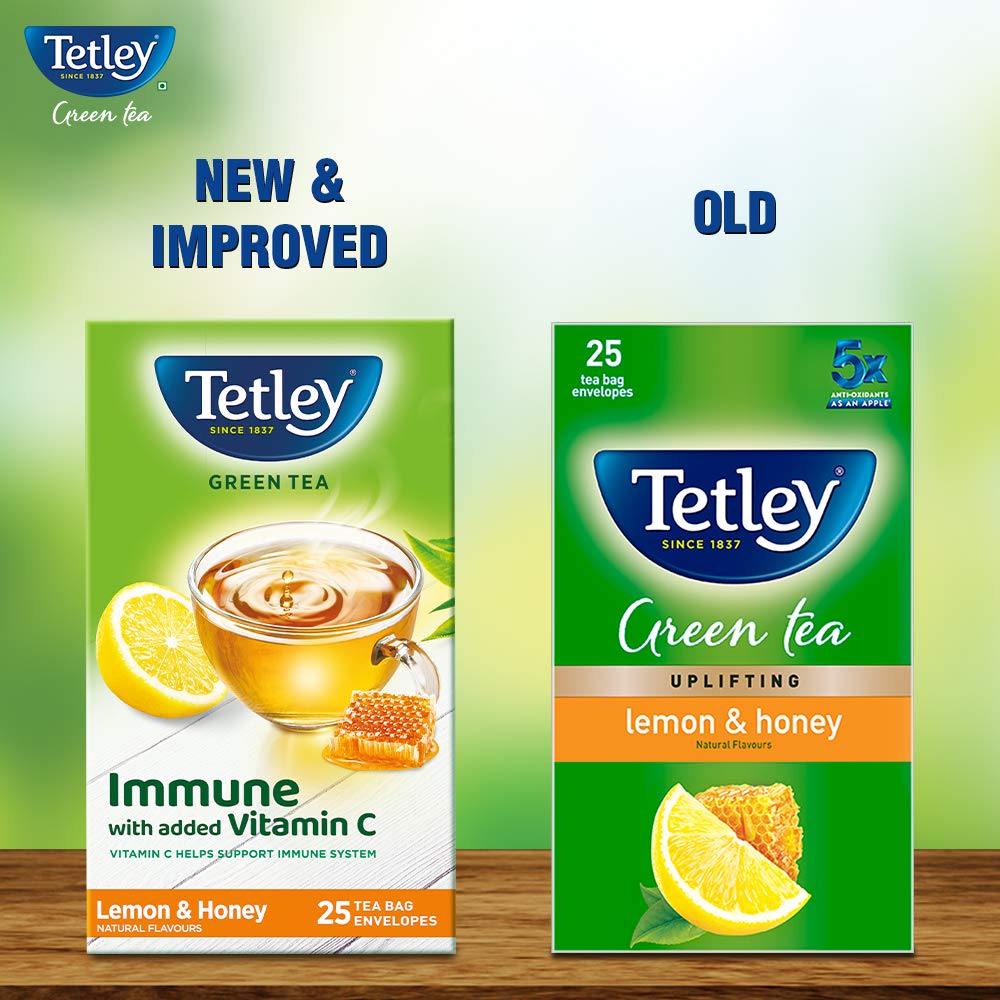 Tetley Green Tea Lemon And Honey 25 Tea Bags 39g Natural Flavored Herbal Rejuvenating Drink