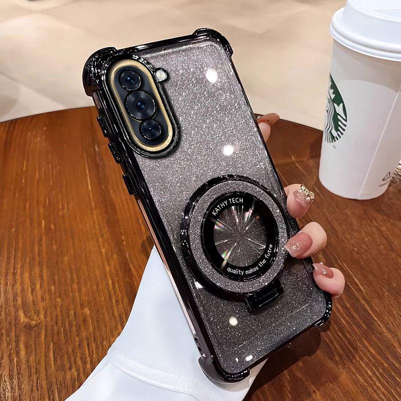 Nova11 11pro Case Luxury Magnetic Bracket Shockproof Cover For Huawei Nova 11 12 10 9 9SE pro Case with Holder shiny Glitter