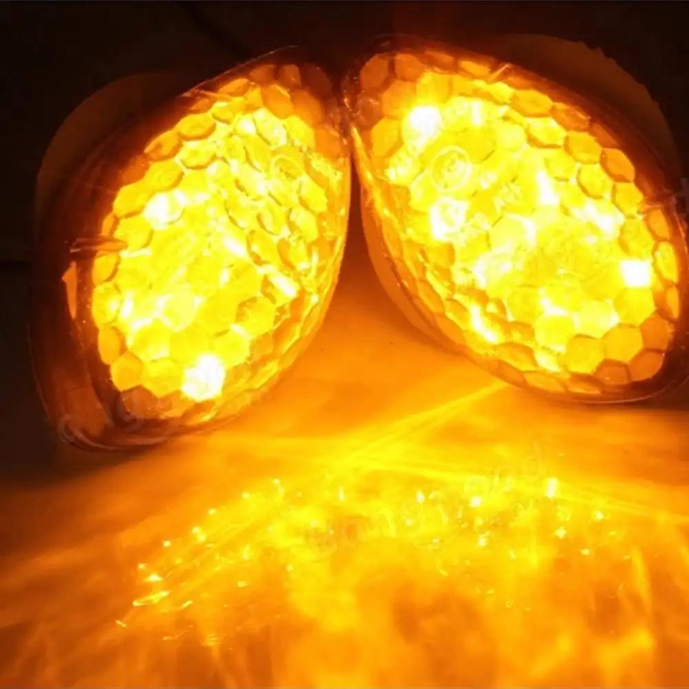 2Pcs Amber 12V LED Turn Signals Motorcycle ABS Indicator Lens Directional Light Fit for Kawasaki Suzuki Yamaha Honda Accessories