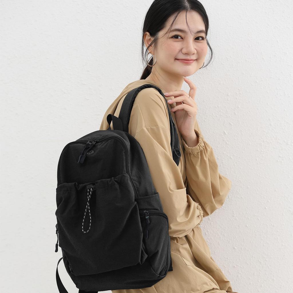 ROSE NOIRE Small Fits 8 Large A4 Nylon for Travel Women's Backpack, 15.6-inch Laptops, Pockets, 370g, Lightweight, Stylish, Capacity, Waterproof,