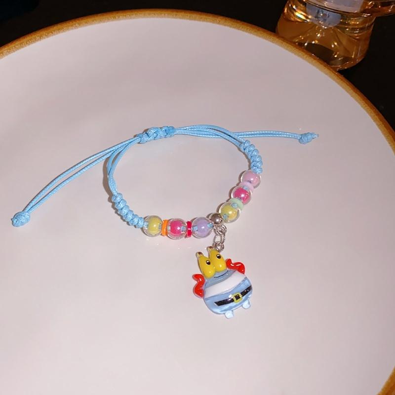 Adjustable Acrylic Cartoon Character Pendant Bracelet Braided Rope Bracelet Jewelry Friendship Bracelets for Girls Women