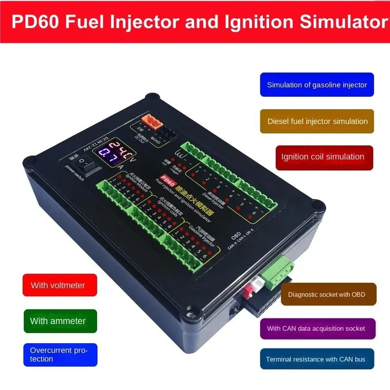 PD60 Auto Injector Fuel Injection Ignition Simulator Gasoline and Diesel Vehicle Car Computer Board ECU Maintenance Tester