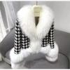Fur Jacket Women's Short New Light Women's Short Thousand Bird Grid Fur Collar Silver Fox Fur Coat