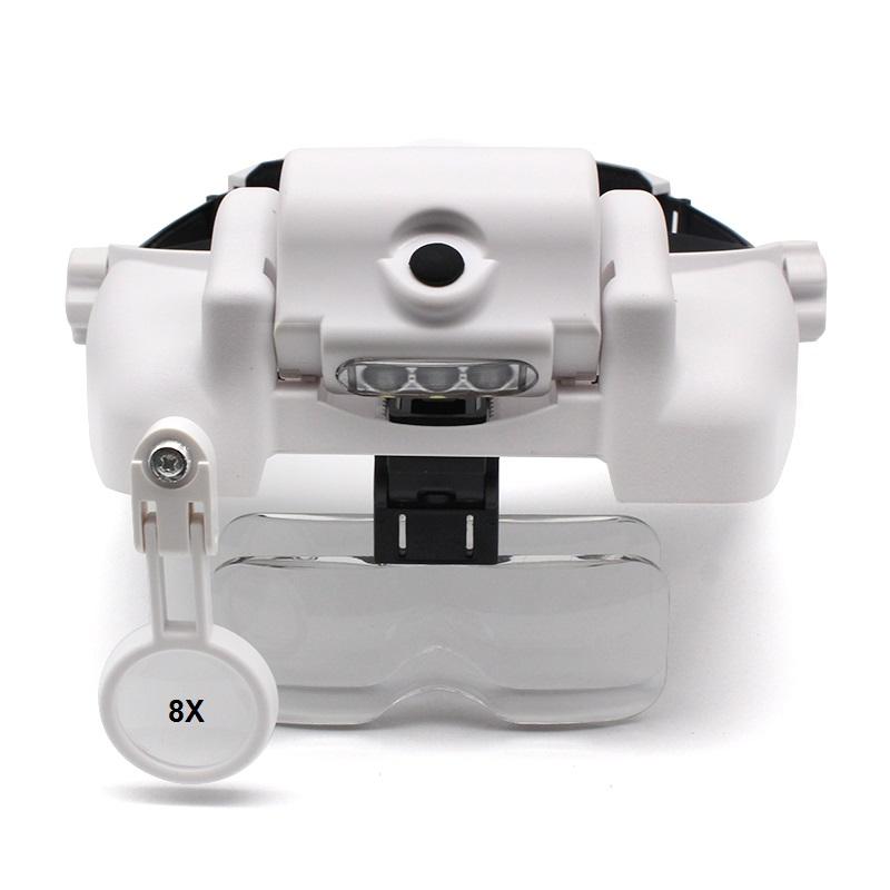 Headband Illuminated Magnifier Rechargeable Repair Solder Magnifying Glasses Interchangeable Lens Third Hand Loupe For Soldering