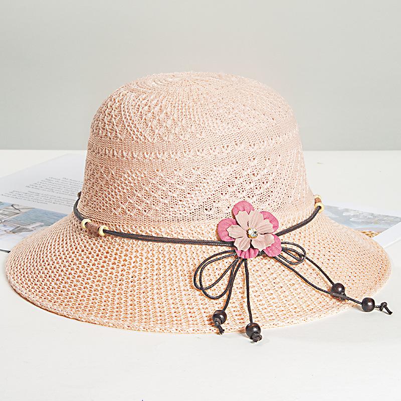 Straw hat woman summer small fresh versatile travel seaside beach sunshade sun protection folding flower sun hat tide