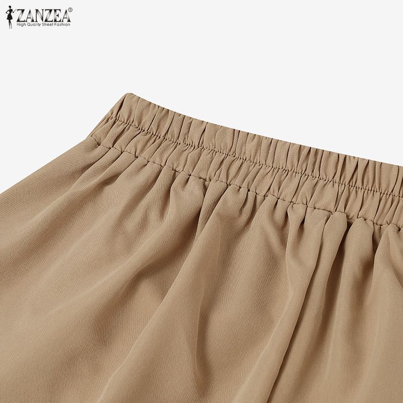 ZANZEA Women Casual Solid Color Loose A-Line Capri Pants