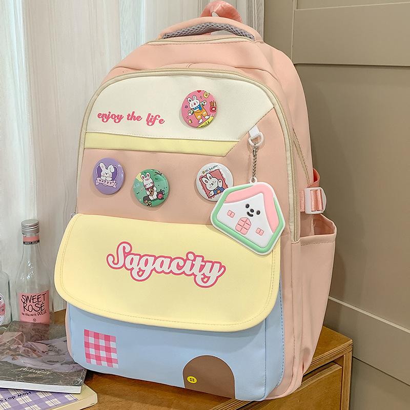 College Style, High Value, Fresh and Sweet Backpack, Junior High School Students Contrasting Color Splicing Large-capacity Backpack