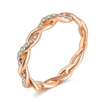 Simple Wedding Engagement Ring for Woman Girls Fashion Rose Gold Color Twist Rhinestone Ring Jewelry