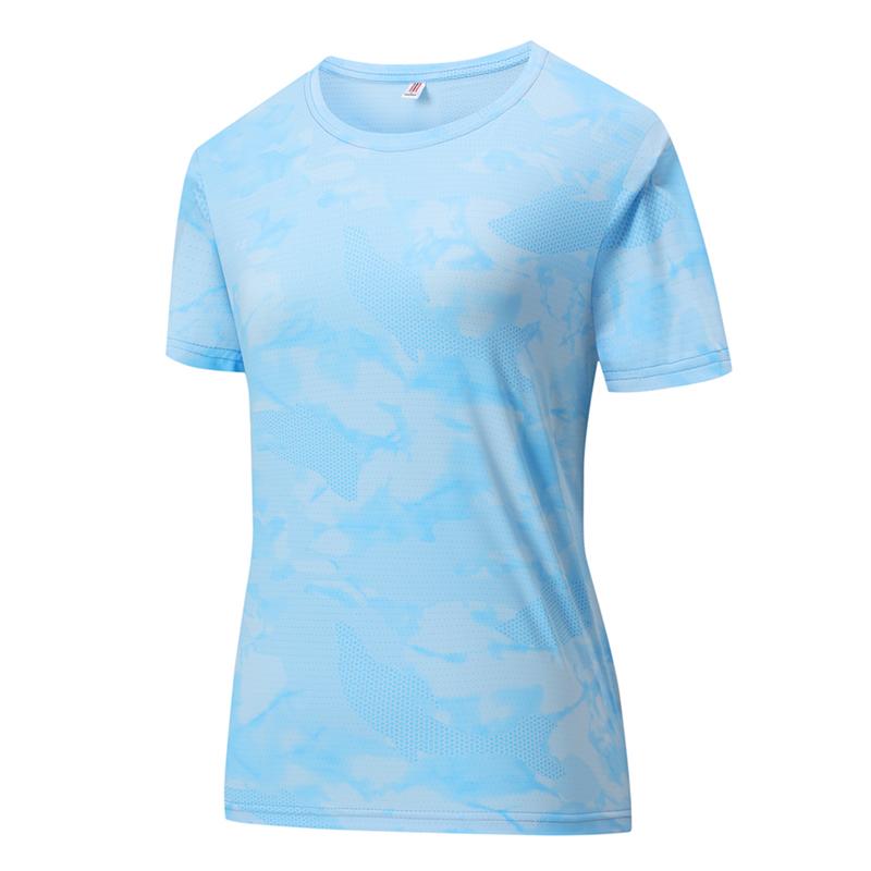 

Ice Silk Short Sleeved T-shirt for Women In Summer, Thin, Loose, Elastic, Half Sleeved, Women s Breathable Camouflage Round Neck, Half Sleeved T-shirt M светло-синий
