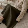 Women's Textured Knit A-Line Skirt High Waist Flared Midi Casual Skirt