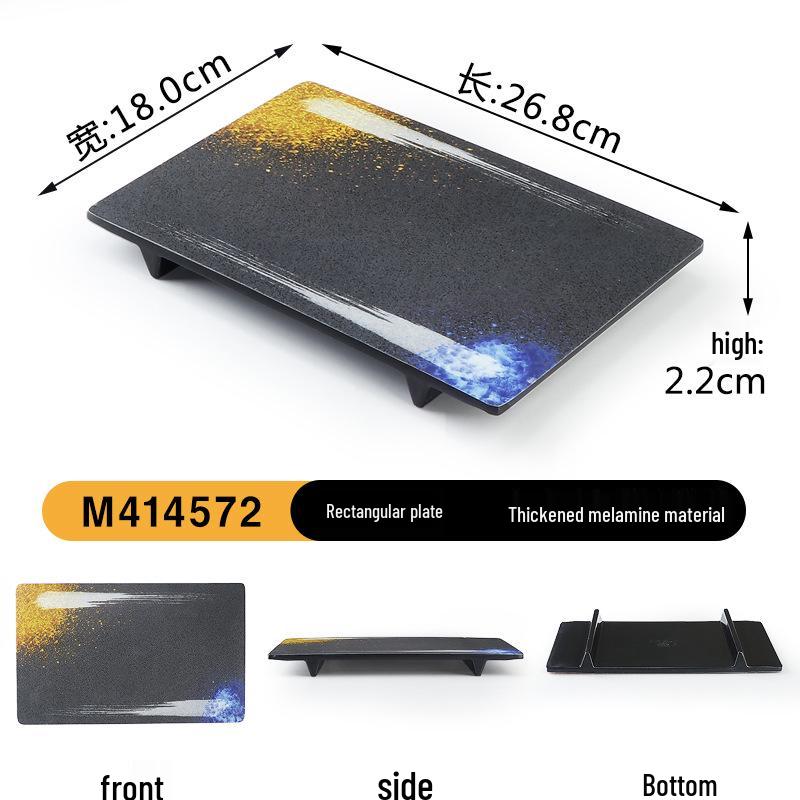 Japanese Retro Melamine Rectangular Plate for Hot Pot, Sushi, Yakiniku, and Barbecue