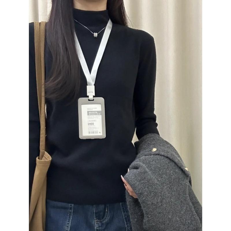 

Autumn and winter fashion suit women s semi-turtleneck stacked knitted sweater with small gold buckle cardigan vest jacket vest XL
