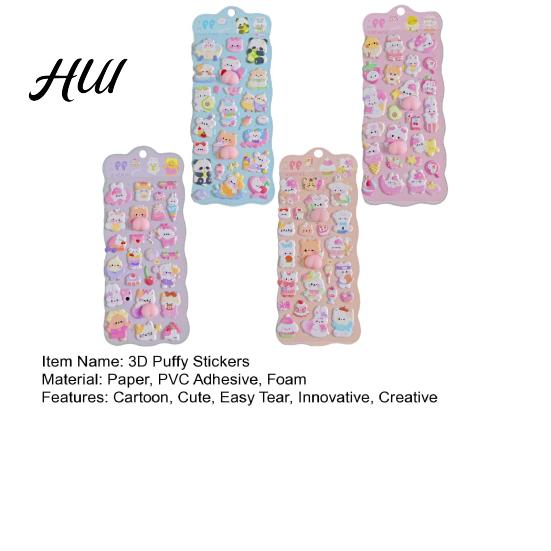 Sticker Basteln für Anfänger Niedlich 3D Puffy Kawaii Blasen Schaumstoff Sticker Puff Squishy Abnehmbar Bär Hase Handyhülle Notizbuch Scrapbooks DIY
