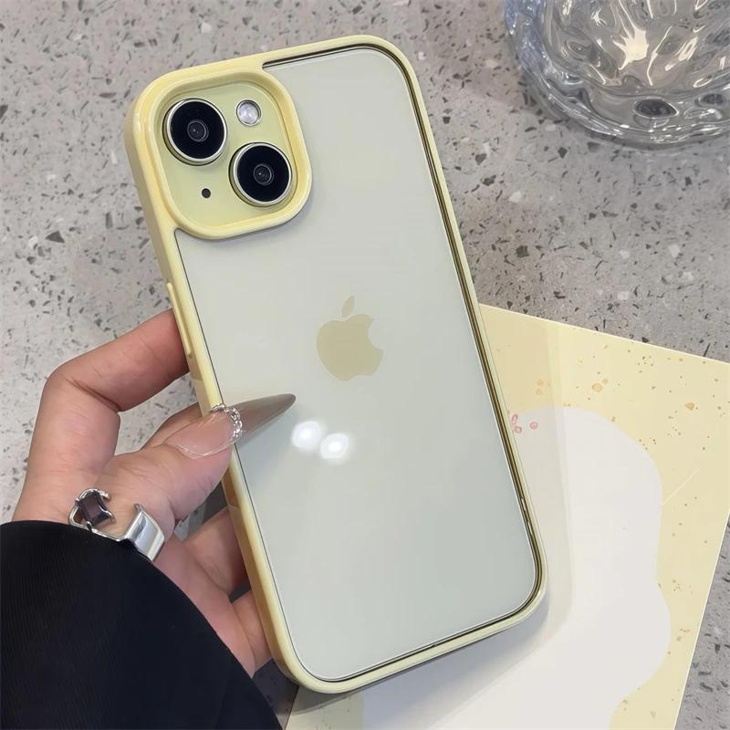 Luxury Clear Candy Color Phone Case For iPhone 17 16 15 14 13 12 11 Pro Max Plus 16E Shockproof Bumper Protective Cases Cover