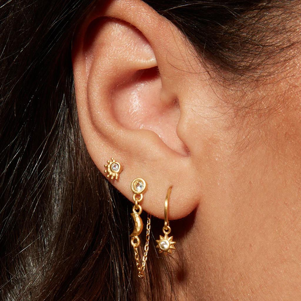 Youthway Luxury Star And Moon Stur Earrings For Women Allergy Stainless Steel Gold Color Daily Wear Fashion Jewelry