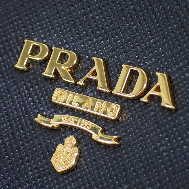 PRADA  1DH029 Wallet Chain black Safiano Women