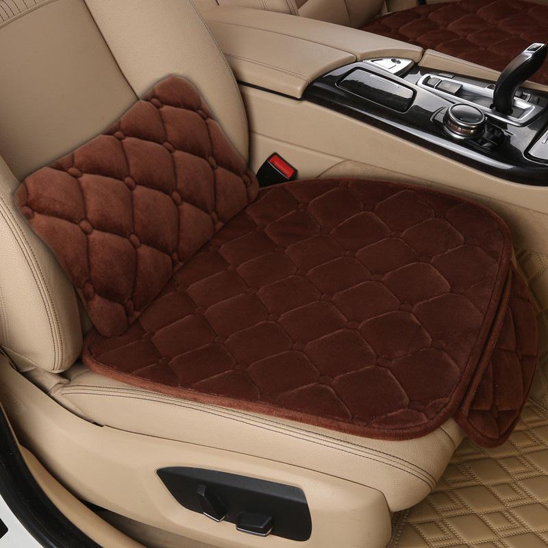 Winter Plush Car Seat Cushion – Non-Slip Thickened Pad with Backrest for Comfort