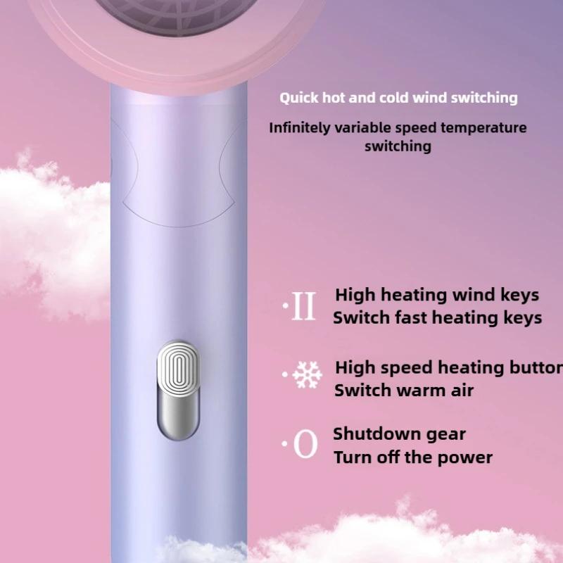 Mini uscător de păr pliabil 800W cu geantă de transport, aer cald, anioni, îngrijirea părului pentru acasă, uscător de păr pentru dormitor, uscător de păr 110V-240V