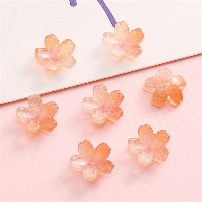 Glass Gradient Cherry Blossom Three-dimensional Accessories Beading Accessories Handmade Diy Bracelet Spacer Beads Accessories Strings Loose Beads