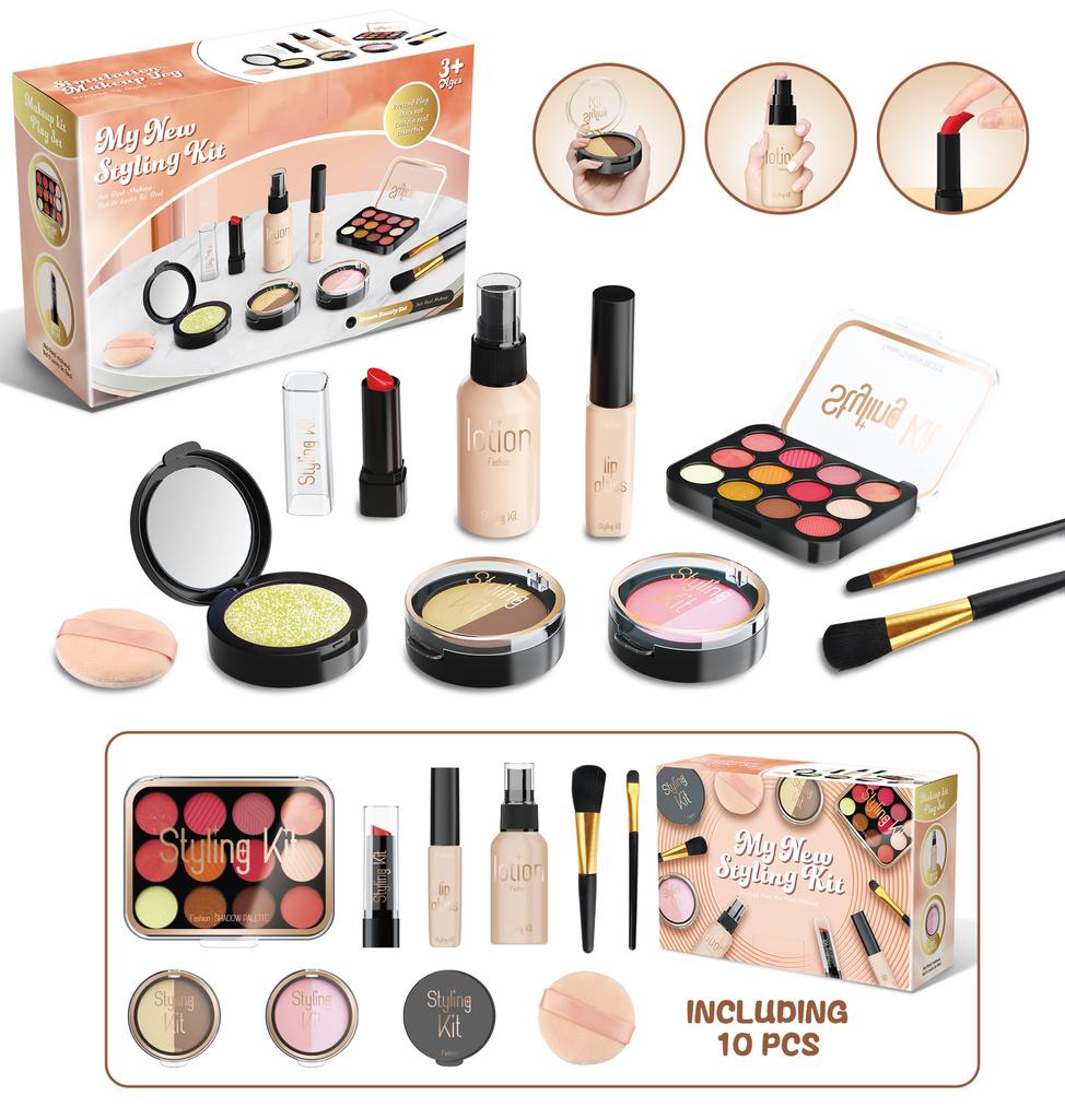 Girl Simulation Cosmetics Set Pretend Fake Makeup Game Lipstick Eyeshadow Model Set House Party Activities Role Play Toy Gift