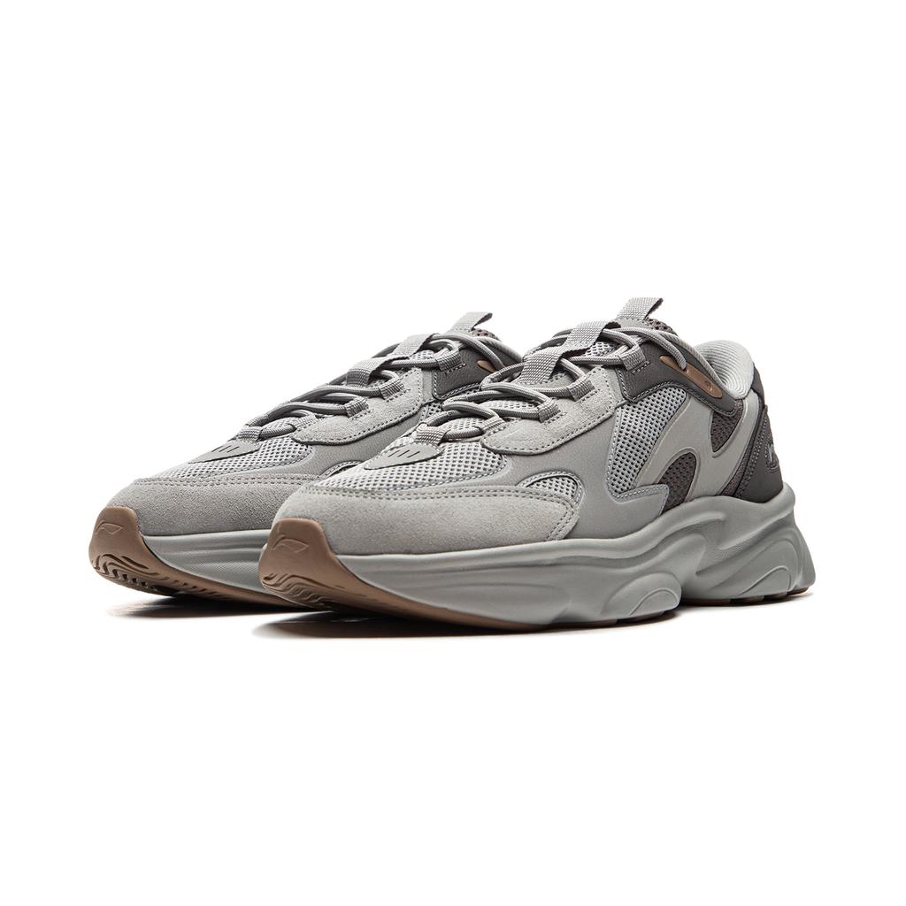 Li Ning Nai Ye 2.0 Comfortable Versatile Thick Sole Height Increasing Wear Resistant Non Slip Low Top Casual Shoes Men Casual Shoes Gray AGCU355-1