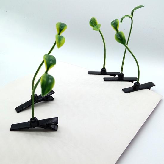 100 Pcs Bean Sprout Hair Clips Plant Hairpins Anti-slip Fake Leaf Funny Shape Long Green Sprout Decor Adult Children Hair Decoration Hair Clips