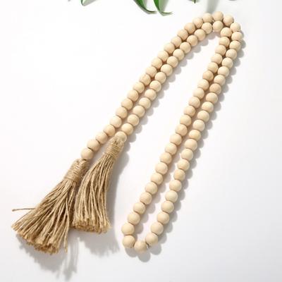 Home Decoration Wooden Attractive Landscaping Hanging Ornaments with Tassels Wood Bead Garland