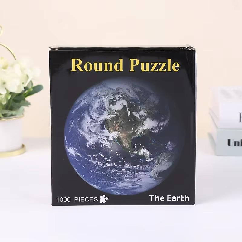 1000 Parça Yetişkin Yuvarlak Ay Puzzle Uzay Temalı Zorlu Zeka Oyunu Öğrenme Eğitici Eğlenceli Puzzle Oyunu