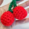 Hand-knitted Big Cherry Knit Keychain Key Holder Bag Decoration Ring