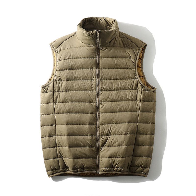 Lightweight Stacked Ribs Cotton-padded Vest Vest Men's Outer Wear Stand Collar Outerwear Waterproof Waistcoat Foreign Trade Men's All-Match Vest