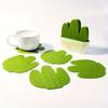 1pc Green Plastic Cactus Shaped Coaster with Mini Planter, Heat Insulation,Anti-Slip, Creative for Office,Home Decor Accessory