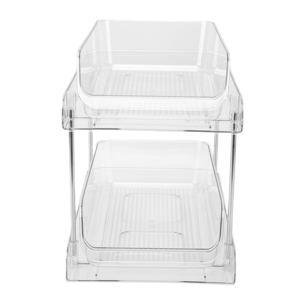 Under Sink Pull Out Organizer Multi Purpose Stackable Transparent Space Saving PET Under Sink Storage Shelf for