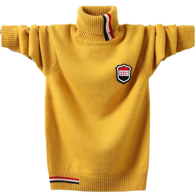 

Осінньо-зимовий светр з високим горлом і потовщеним низом сорочки Tide Брендовий в’язаний светр Універсальний вовняний светр Теплий пуловер для хлопчиків молодшої та старшої школи L жовтий