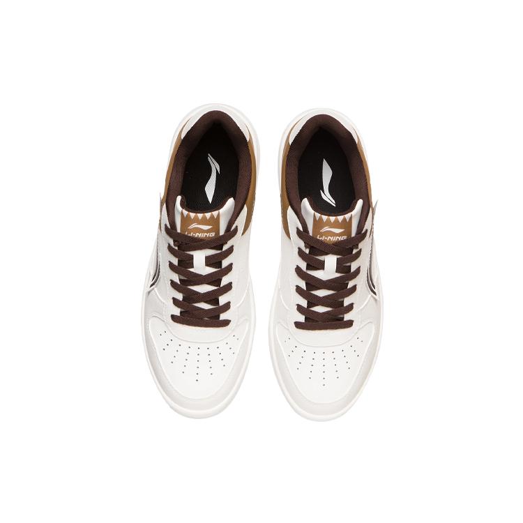 Li Ning Coverage Thermal Slip Resistant Low top Skateboard Shoes Men's White Brown AGCQ455-6
