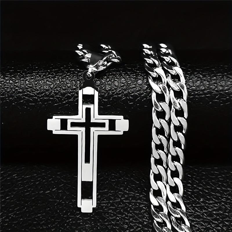 Hip-hop design hollow cross pendant necklace