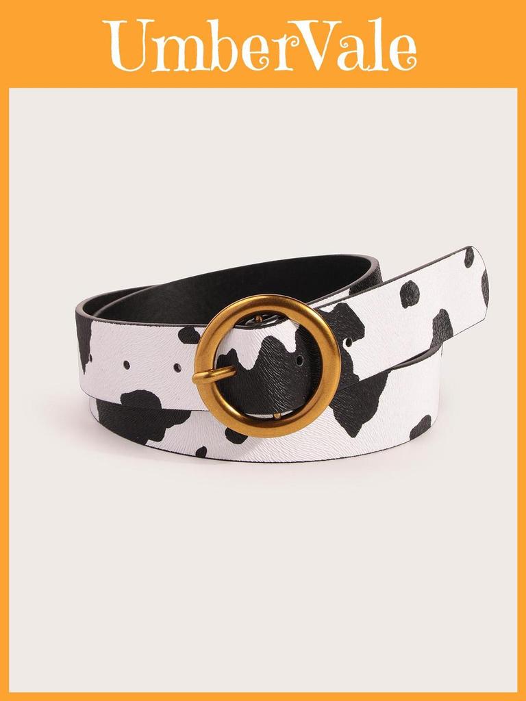 Animal Print Leather Belt For Women With Metal Pin Buckle For Casual Jeans Fashion