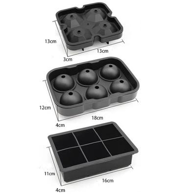 Conjunto de Forma de Cubo de Gelo de Silicone com Tampa Multi-Formato Diamante Bola Quadrada Reutilizável Empilhável Seguro para Freezer para Whiskey Cocktails